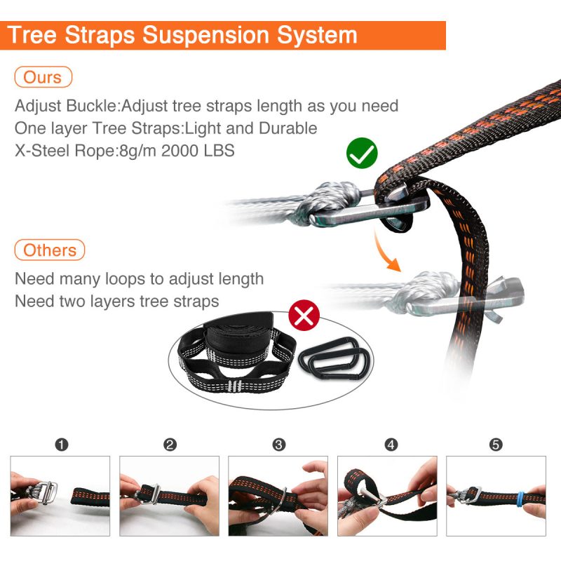 Whirlwind 11' Ultralight Camping Hammock with Ultralight Tree Straps - Image 8
