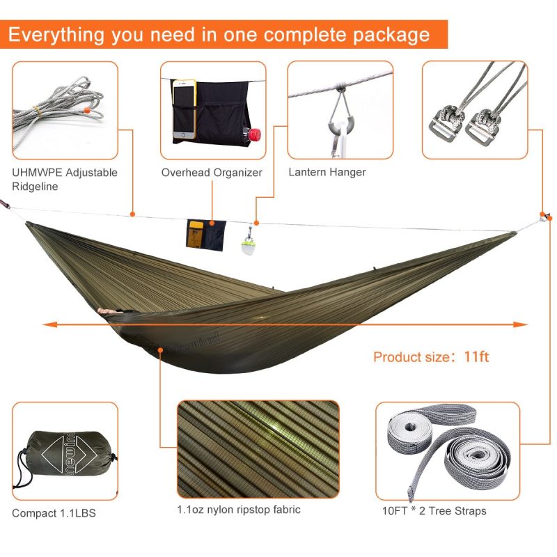 Whirlwind 11' Ultralight Camping Hammock with Ultralight Tree Straps - Image 7